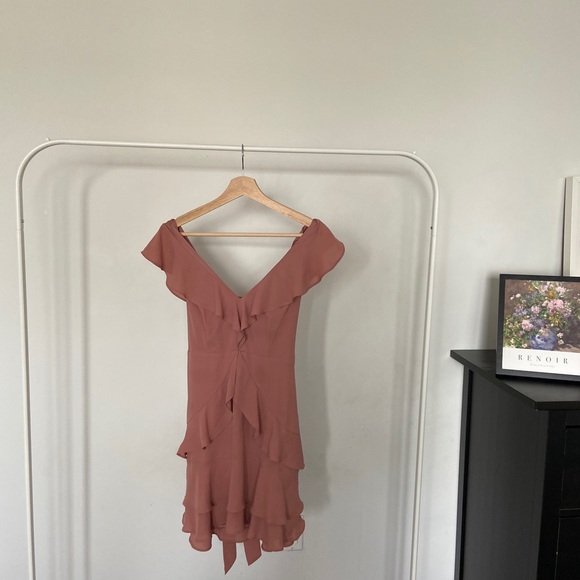 EXPRESS Nude/Pink Ruffle Mini Dress - Picture 1 of 3
